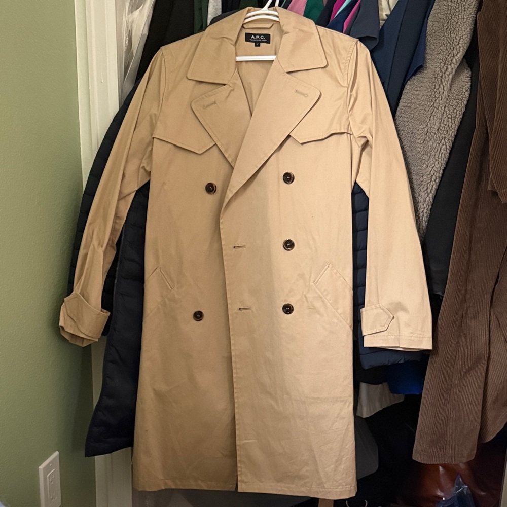 A.P.C. Beige Double-Breasted Trench Coat